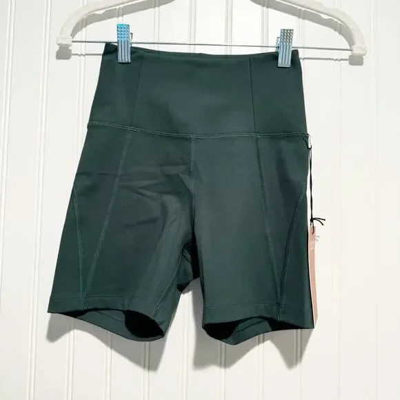 Girlfriend Collective High Rise Bike Shorts Moss Green NEW Size XS - Picture 2 of 7